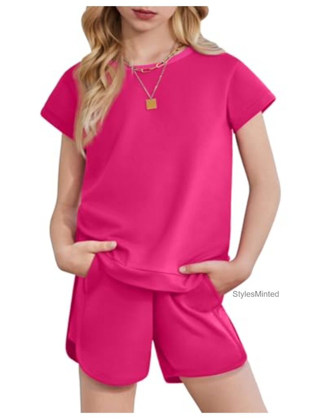 Girls 2 Piece Short Set Colorblock Top & Shorts Summer Outfit